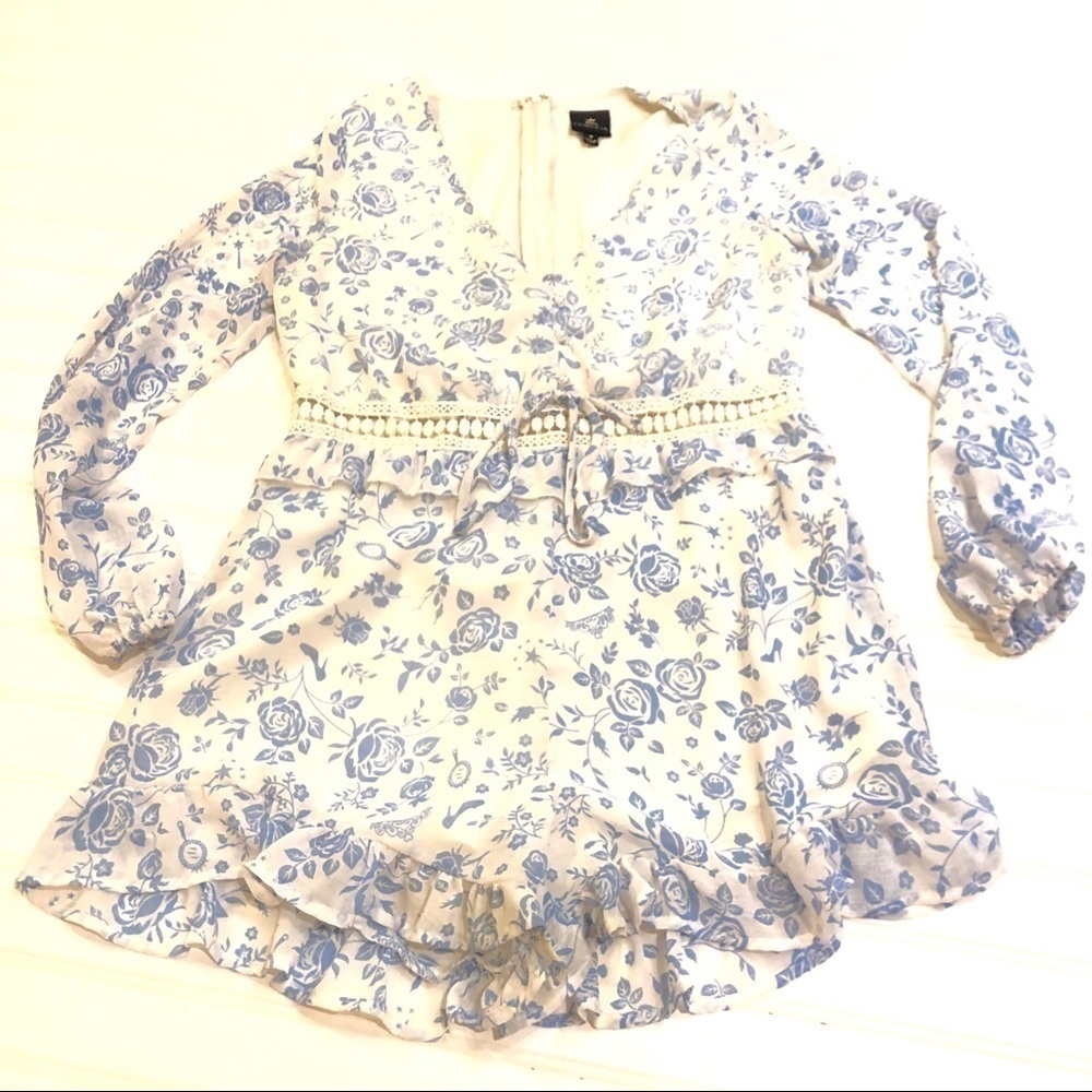 DISNEY Princess Blue Floral Ruffle Romper - Picture 2 of 7